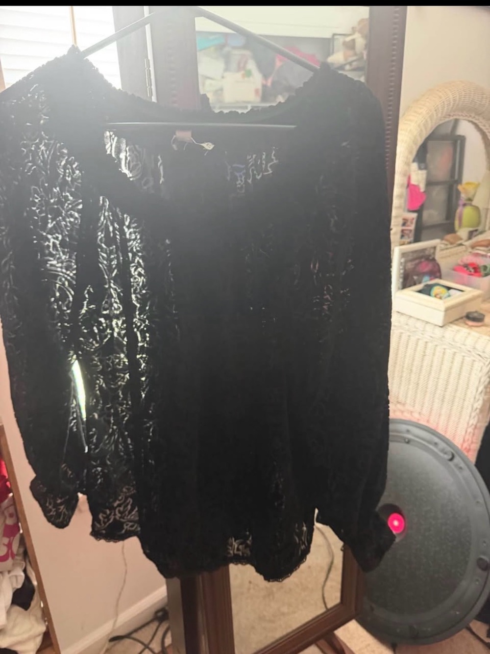 NWOT Target Black Sheer Velvet Burnout Long-Sleeve Top - Women